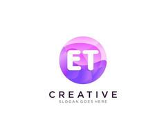 ET initial logo With Colorful Circle template vector. vector