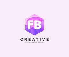 FB initial logo With Colorful Hexagon Modern Business Alphabet Logo template vector. vector