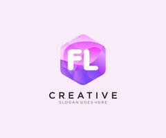 FL initial logo With Colorful Hexagon Modern Business Alphabet Logo template vector. vector