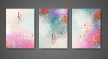 Set of creative hand painted abstract watercolor background. Design for your cover, date, postcard, banner, logo. vector