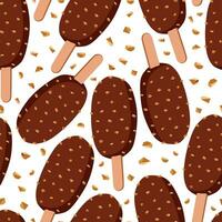 Seamless summer pattern with ice cream. Eskimo with nuts. vector