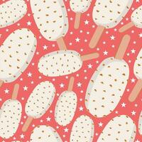 Ice cream vector girly pink background. Seamless ice cream pattern eskimo with nuts.