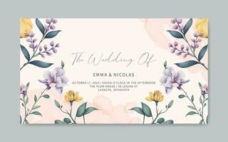 Romantic watercolor flowers for wedding invitation template vector