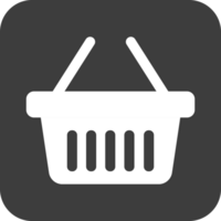 shopping basket icon in black square. png