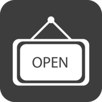 open sign icon in black square. png