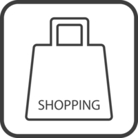 shopping bag icon in thin line black square frames. png