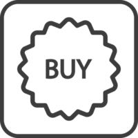 buy tag icon in thin line black square frames. png