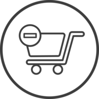 shopping cart out off order icon in thin line black circle frames. png