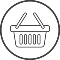 shopping basket icon in thin line black circle frames. png