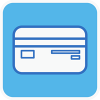 credit card flat icon in blue square. png