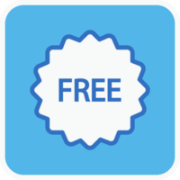 free tag flat icon in blue square. png