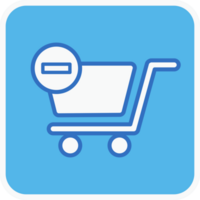shopping cart out off order flat icon in blue square. png