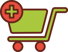 shopping cart add on order flat icon 3 colors. png