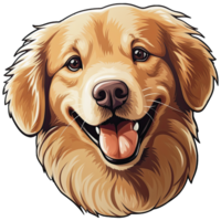 golden retriever dog head cartoon ai generated png