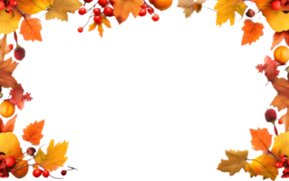 autumn leaves frame with berries and leaves png