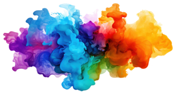 colorful ink splash on transparent background png