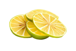 Lemon slice isolated on transparent background. PNG file, cut out. AI Generated