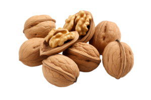 walnuts isolated on transparent background. PNG file, cut out. AI Generated