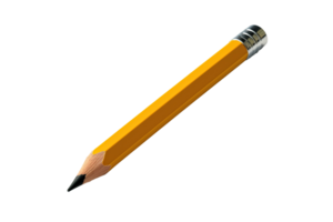 Yellow pencil isolated on transparent background. PNG file, cut out. AI Generated