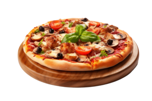 Delicious pizza isolated on transparent background. PNG file, cut out. AI Generated