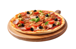 Delicious pizza isolated on transparent background. PNG file, cut out. AI Generated