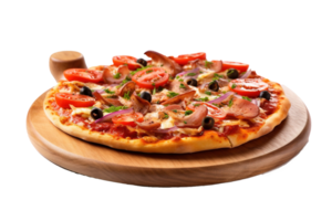 Delicious pizza isolated on transparent background. PNG file, cut out. AI Generated