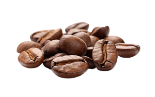 Coffee beans isolated on transparent background. PNG file, cut out. AI Generated