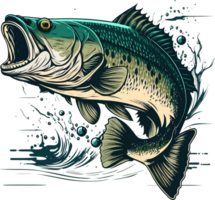 Big bass fish vector cartoon for t shirt Big bass fish t shirt design png