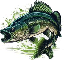 Big bass fish vector cartoon for t shirt Big bass fish t shirt design png