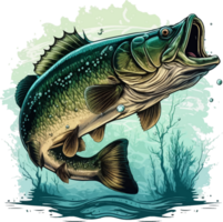 Big bass fish vector cartoon for t shirt Big bass fish t shirt design png