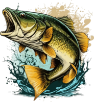 Big bass fish vector cartoon for t shirt Big bass fish t shirt design png