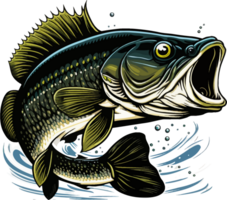 Big bass fish vector cartoon for t shirt Big bass fish t shirt design png