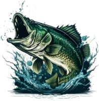 Big bass fish vector cartoon for t shirt Big bass fish t shirt design png