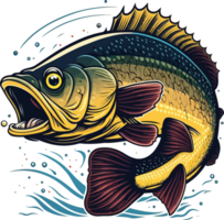 Big bass fish vector cartoon for t shirt Big bass fish t shirt design png