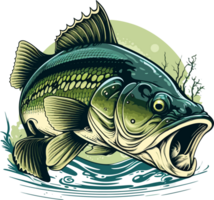 Big bass fish vector cartoon for t shirt Big bass fish t shirt design png