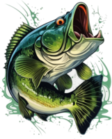 Big bass fish vector cartoon for t shirt Big bass fish t shirt design png