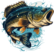 Big bass fish vector cartoon for t shirt Big bass fish t shirt design png