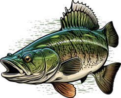 groß Bass Fisch Vektor Karikatur zum t Hemd groß Bass Fisch t Hemd Design png