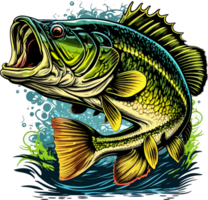 Big bass fish vector cartoon for t shirt Big bass fish t shirt design png