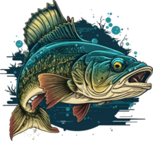 Big bass fish vector cartoon for t shirt Big bass fish t shirt design png