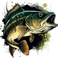 Big bass fish vector cartoon for t shirt Big bass fish t shirt design png