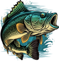 Big bass fish vector cartoon for t shirt Big bass fish t shirt design png