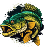 Big bass fish vector cartoon for t shirt Big bass fish t shirt design png