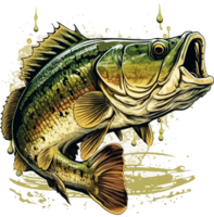 Big bass fish vector cartoon for t shirt Big bass fish t shirt design png