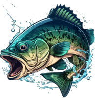 Big bass fish vector cartoon for t shirt Big bass fish t shirt design png