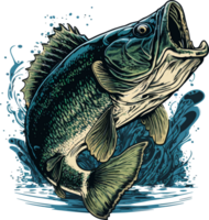 Big bass fish vector cartoon for t shirt Big bass fish t shirt design png
