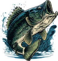 Big bass fish vector cartoon for t shirt Big bass fish t shirt design png