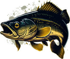 Big bass fish vector cartoon for t shirt Big bass fish t shirt design png