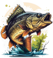 Big bass fish vector cartoon for t shirt Big bass fish t shirt design png