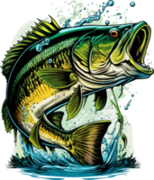 Big bass fish vector cartoon for t shirt Big bass fish t shirt design png